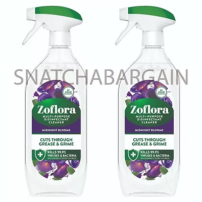 2 X ZOFLORA MULTI-PURPOSE DISINFECTANT TRIGGER CLEANER 800ml MIDNIGHT BLOOMS • £9.49