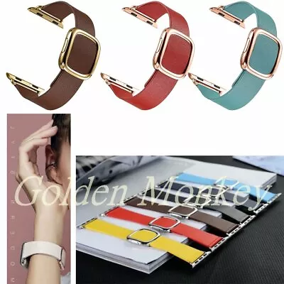 $34.14 • Buy Genuine Leather Magnetic Closure Wrist Band Strap For Apple Watch IWatch 38 42