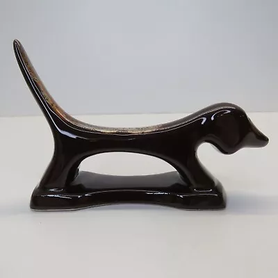 Vtg MCM Modernist Brown Dachshund Dog Ceramic Pottery Figurine Ring Holder Italy • $18.17