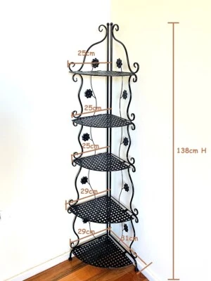 $82 • Buy 5 Tier Metal Corner Shelf Storage Display Rack Stand No Assembly Required@3Color
