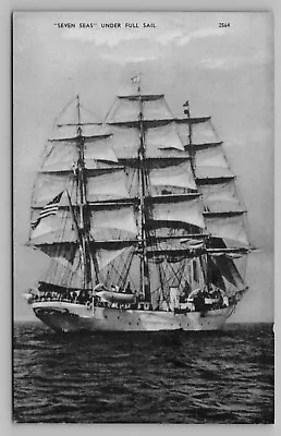 Seven Seas Under Full Sail Antique Ship Postcard Vtg C12 • $7.99