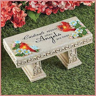 Solar Cardinals Memorial Bench Garden Statue Cemetery Grave Beloved Departed • $34.98