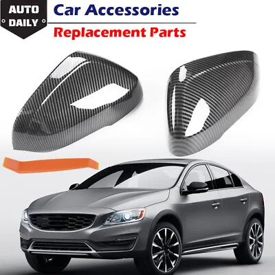 Fits  11~17 Volvo S60 V60 V40 Carbon Look Car Side View Mirror Cover Caps Parts • $47.99