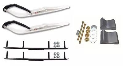 C&A Pro White Razor Snowmobile Skis W/ 4  Round Bars Complete Kit • $377.92