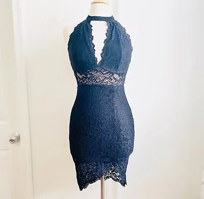 PRIVY Womens Black Lace Sexy Sheath Dress Size M Medium Party/Cocktail EUC • $9.99