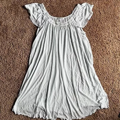 Vintage Silk Essence By Miss Elaine 2X Nylon Smocked Short Nightgown Lace Trim • $24.99