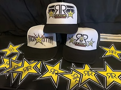 X3 Rockstar Energy Drink Mesh Hat Promo SnapBack NISSUN NEW + 10 Vinyl Stickers • $29