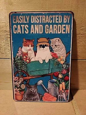 CAT SIGN GARDEN  Retro Metal Wall Plaque .WINE SIGN CAT SIGN S M & LARGE SIGN • £3.44