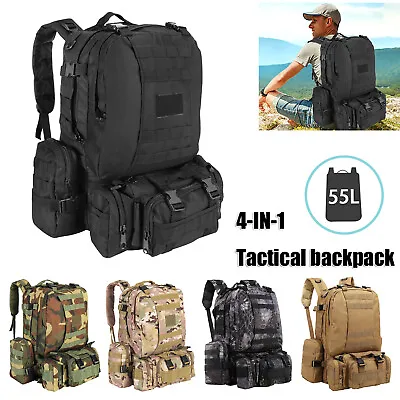 55L Large Military Tactical Backpack Army Molle Bag Rucksack 3 Day Assault Pack • $35.14