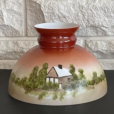 Vintage GWTW 10  Fitter Winter Cabin Hurricane Oil Or Electric Glass Lamp Shade • $59