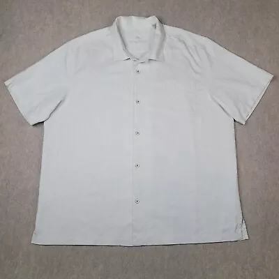 Tommy Bahama Shirt Mens 3XL White Hawaiian Shirt Silk Button Up Short Sleeve • $21.97