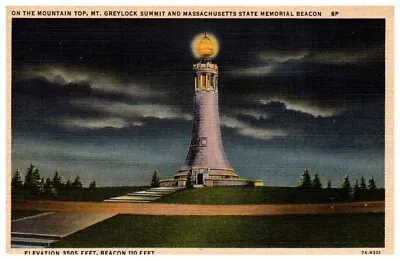 Mt Greylock Summit Massachusetts State Memorial Beacon Vintage Linen Postcard • $3.99