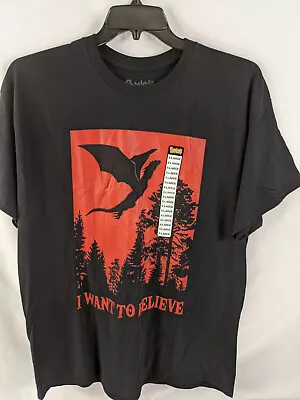 I Want To Believe Dragon Shirt Mens XL Black Red Short Sleeve Cotton Tee New • $14.99