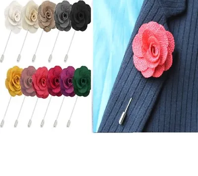 UK Handmade Flower Brooch Boutonnière Suit Lapel Wedding Party Accessory • £2.99