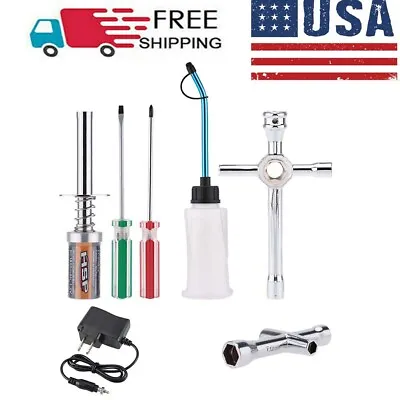 Nitro Starter Glow Plug Igniter Charger Tools Fuel Bottle Combo For RC Car Truck • $18.52
