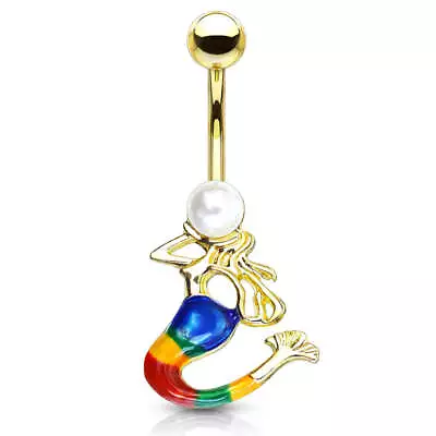 The Mermaids Pearl Navel Ring With Gold Plating • $11.65