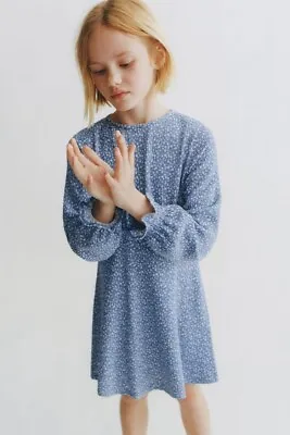 $9.99 • Buy Nwt Zara Textured Weave Floral Dress Blue - Ref 1608/601 13-14 Girls