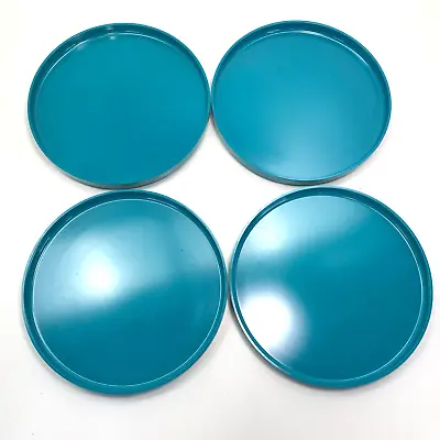 (Set Of 4) Vintage Heller By Massimo Vignelli 10  Melamine Teal Dinner Plates • $27.99