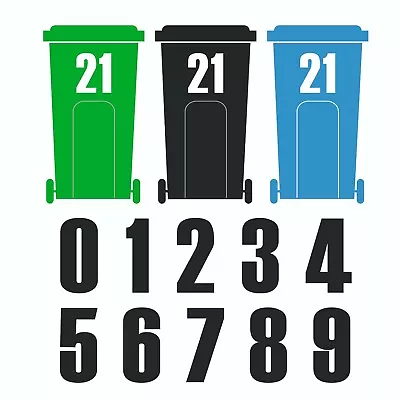 Wheelie Bin Numbers House Numbers Sticker Self Adhesive Stick On Black White • $77.46