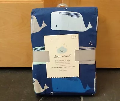 NEW Fitted Crib Sheet By The Sea Whales - Cloud Island- Navy • $14.99