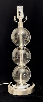 Vintage Stacked Ball Lamp Pier 1 Heavy Clear Glass Crystal With Chrome Base • $199.99