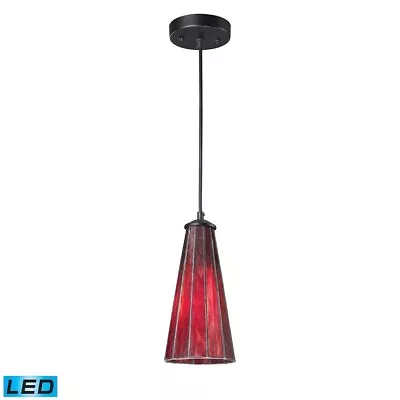 12 Inch 9.5W 1 LED Mini Pendant-Inferno Red Glass Color-LED Lamping Type - • $271.36