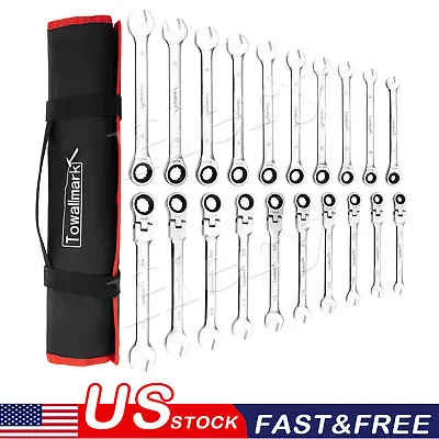 20PC 6-19mm SAE&Metric Ratcheting Combination Wrench Spanner Set Flex+Fixed Head • $59.99