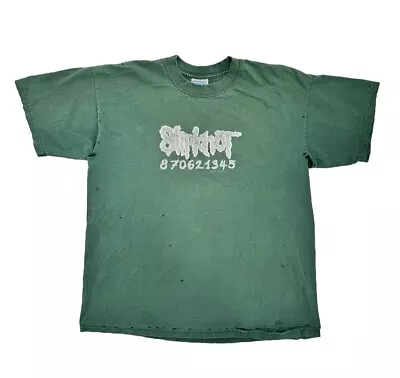 Vintage SlipKnot 1999 Self Titled 870621345 T-Shirt Rare Green Large Thrashed • $63.74