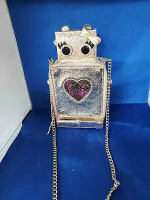 Betsey Johnson Kitschy Gold Robot Love Machine Crossbody Handbag Purse • $50