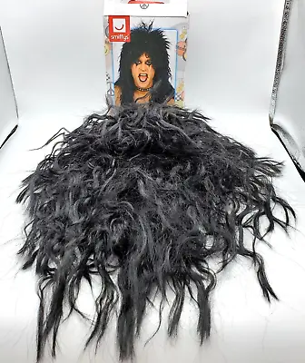 Mens Hard Rocker Wig Black Smiffys Long Tousled Alice Cooper Heavy Metal EUC • $6.40