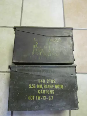 ( 2 ) US Military 5.56MM Large  Fat / Saw Box. Ammo Cans 6  X 12  X 7-1/4  High • $30