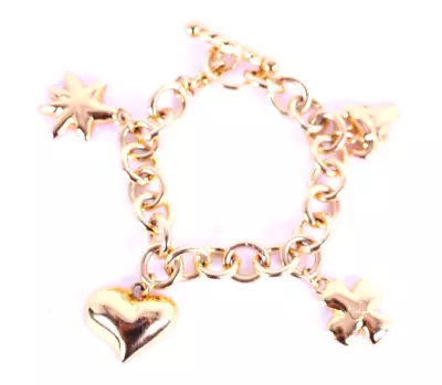 CHRISTIAN LACROIX Gold Tone Metal Charms Circle Link Chain Bracelet • $128