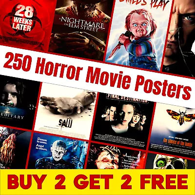 All Time Great Horror Movie Posters Classic Retro Poster Wall Art Prints A3 Size • £9.97