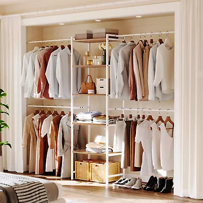 Closet Organizer System Heavy Duty Garment Rack With 5 Shelves 4 Hanger Rods • $125.99