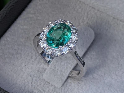 £418 • Buy 2.50 Ct Natural Emerald & Diamond Anniversary Ring 14K White Solid Gold Size K