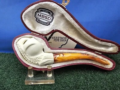 New Featherweight Hand-Carved Block Meerschaum Talon Pipe With Fitted Case • $49