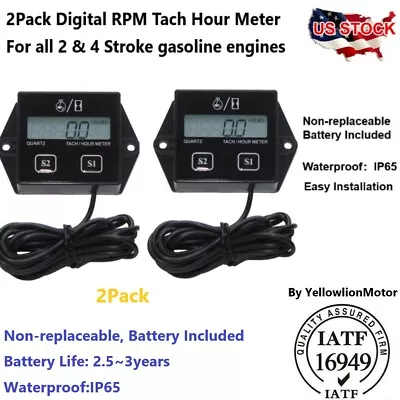 2Pcs Digital Tach Hour Meter Tachometer Gauge For Dirt Bike ATV UTV Gas Engines • $16.18
