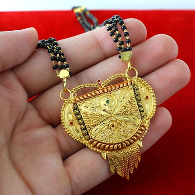 $25.65 • Buy Indian Traditional Black Beads Long Gold Plated Mangalsutra 18K Women Jewelry