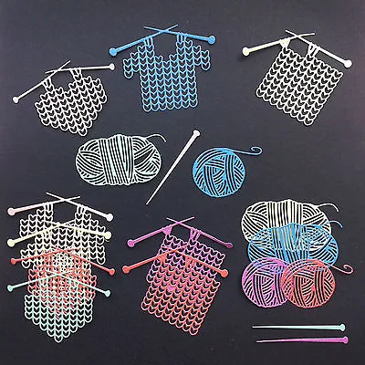 Large Wool / Knitting Die Cuts - Card Toppers/Making Assorted Sets Of 18 Pcs • £2.60