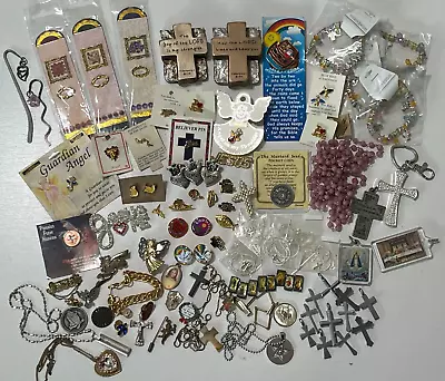 Vintage - Now Junk Drawer Religious Christian Lot Jewelry Pins Bookmarks Etc. • $14.99