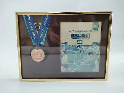 Vtg ADT London Marathon 1989 Finishers Medal With Ribbon In Frame - Free P&P • £39.95