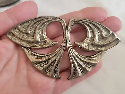 OLD STOCK Vtg 1960s? Silver Tone Pin Base Jewelry Supply Art Nouveau Revival 4  • $10