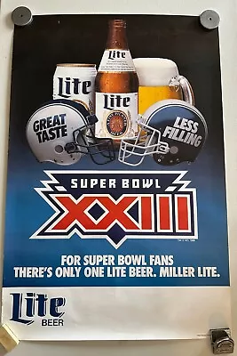 Vintage Super Bowl XXIII Miller Light Beer 1989 Poster Retro 80s 90s 20x30 Rare • $0.99