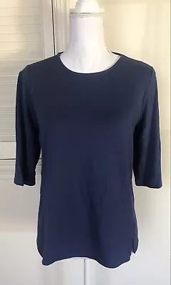 J Jill Wearever Collection Womens Knit Top Blue Short Sleeve Size MP • $10