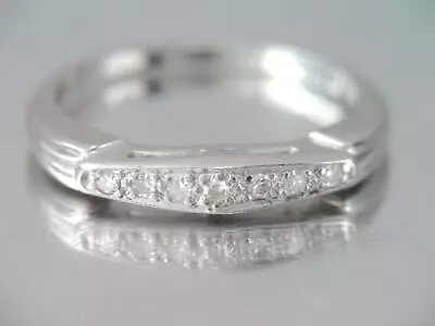 VINTAGE SOLID PLATINUM MULTI DIAMOND STACKING BAND RING Sz 5 • $295