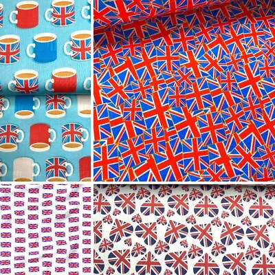 Union Jack Royal Quilting 100% Cotton Fabric  UK England Flag Queen King • £9.99