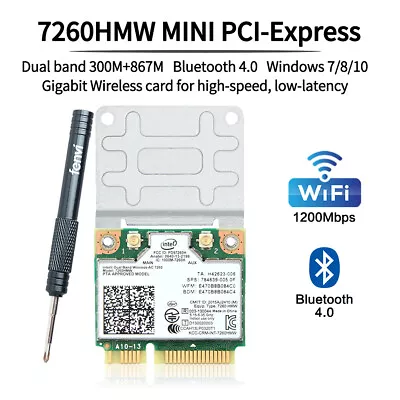 Intel 7260HMW Mini PCI-E WiFi Bluetooth Card Wireless-AC Dual Band Wireless Card • $10.99