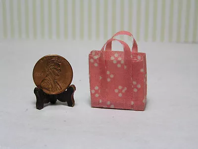 Miniature Dollhouse Cloth Shopping Bag / Pink W/ White Dots • $3.19