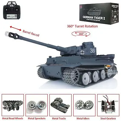 US Stock 1/16 Henglong 7.0 Tiger I RC Tank 3818 W/ Barrel Recoil Metal Wheels • $233.91