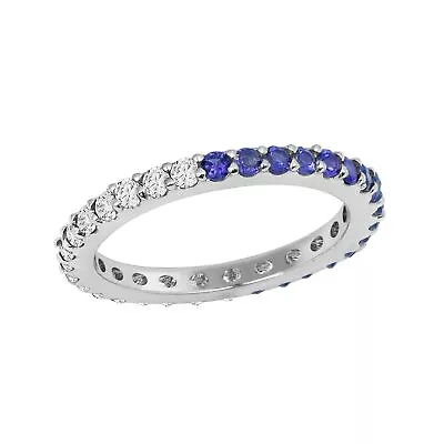 2MM Round Natural Tanzanite & Zircon 925 Sterling Silver Eternity Women Ring • £28.36